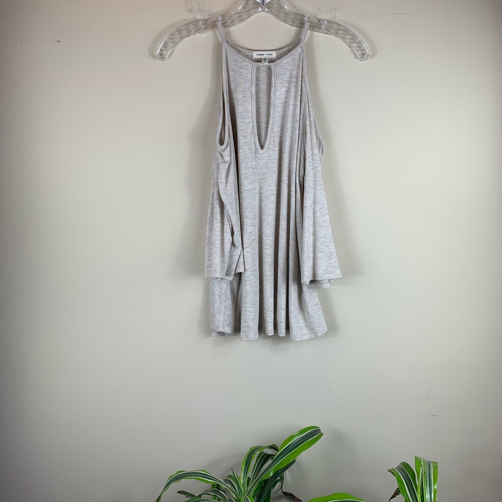 UO Silence and Noise Grey Cold Shoulder Sweater